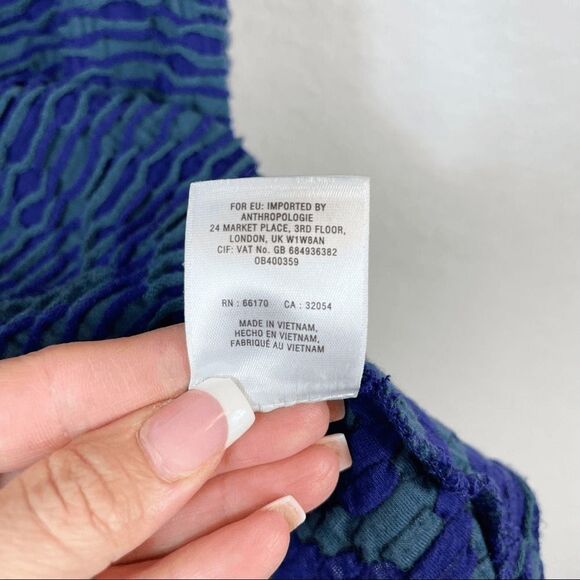 ANTHROPOLOGIE DELETTA Blue/Green Knit Sleeveless Blouse Size Medium - Picture 9 of 11